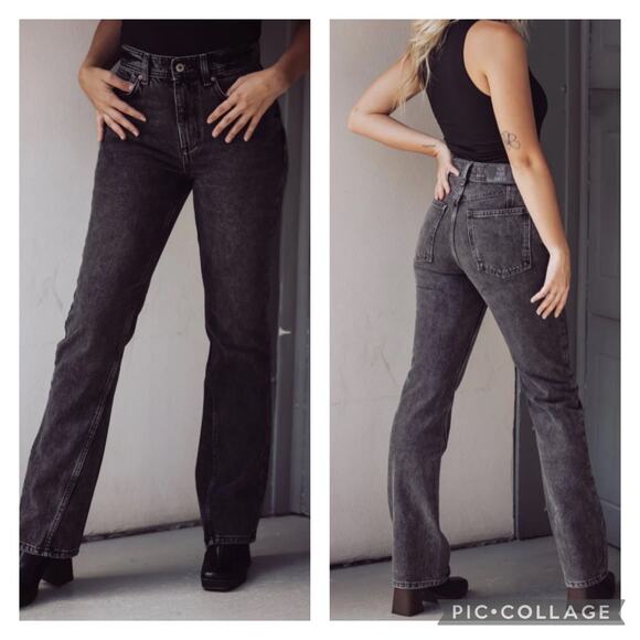 Free People Denim - Free People We The Free Xena High Rise Slim Straight Jeans Black Denim Size 29
